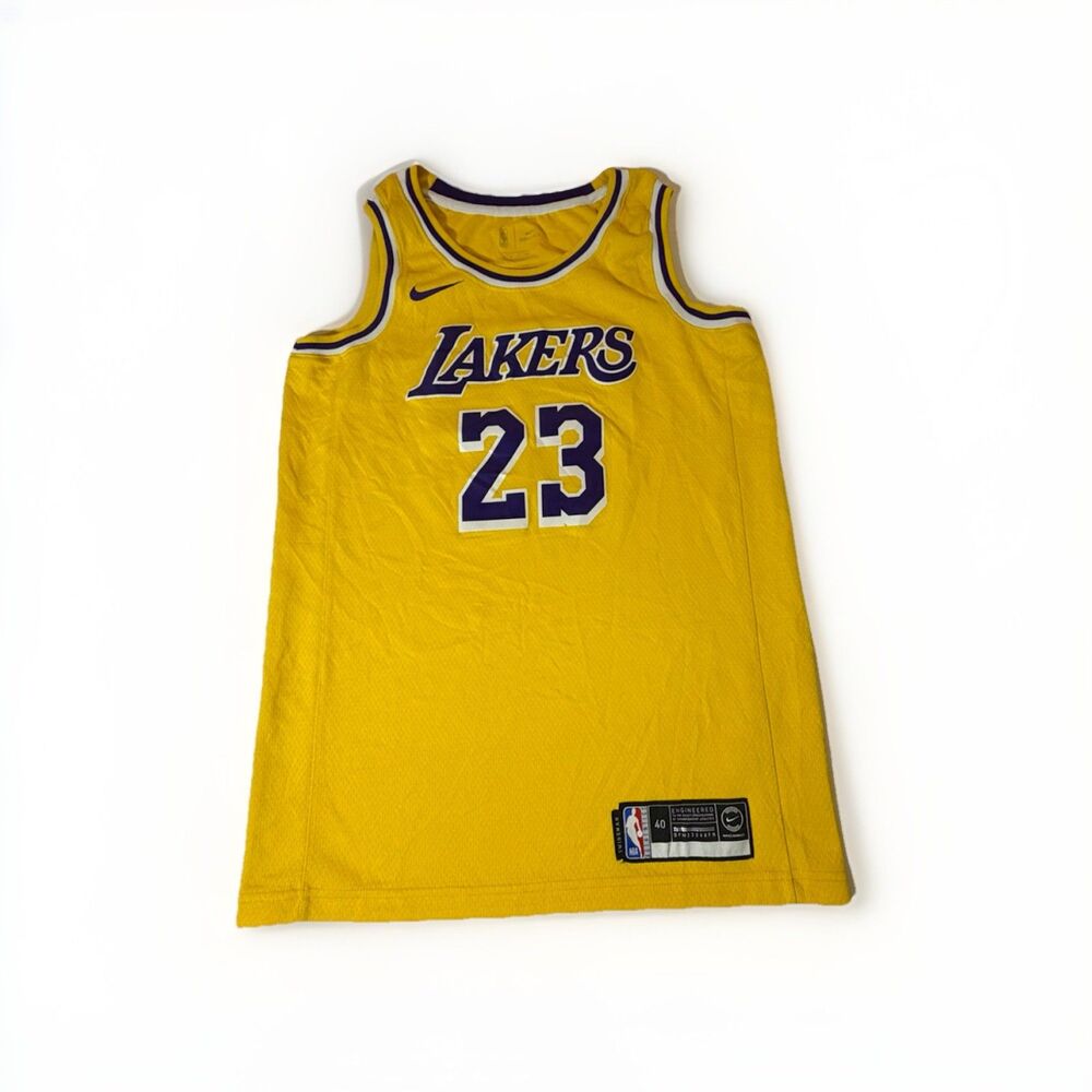 Nike LeBron James #23 Los Angeles Lakers Swingman Jersey Men’s Size 40 Yellow